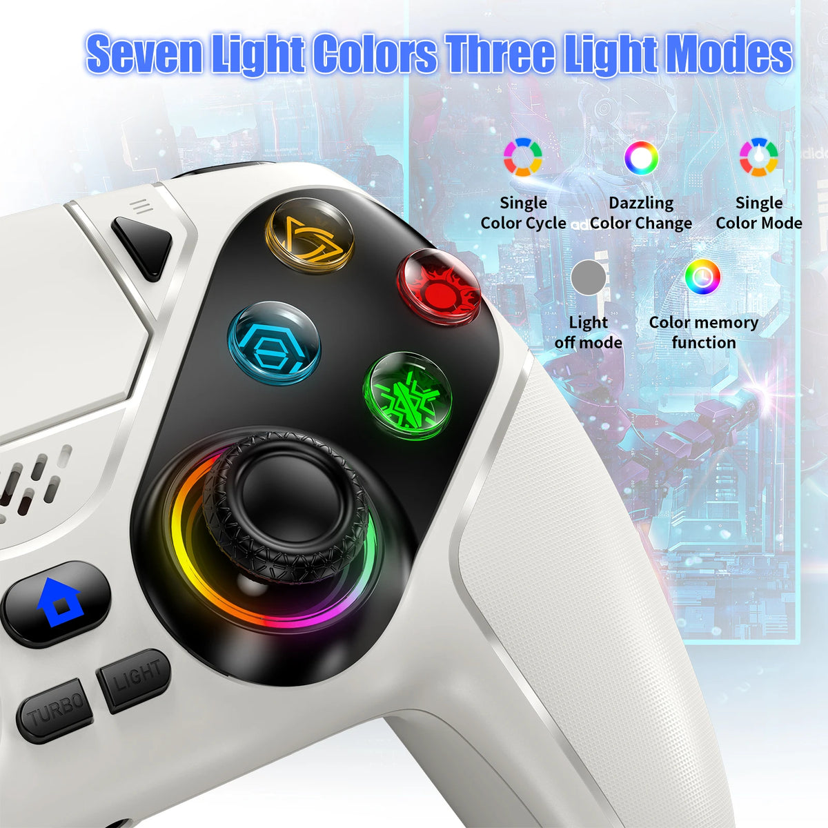 RGB Wireless Controller for PS5, PS4 & PC – Dual Vibration