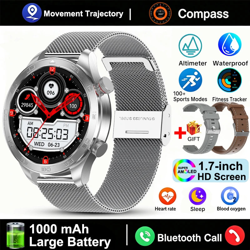 Outdoor GPS Smart Watch with AMOLED Screen, Compass, Bluetooth Calling, IP68 Waterproof