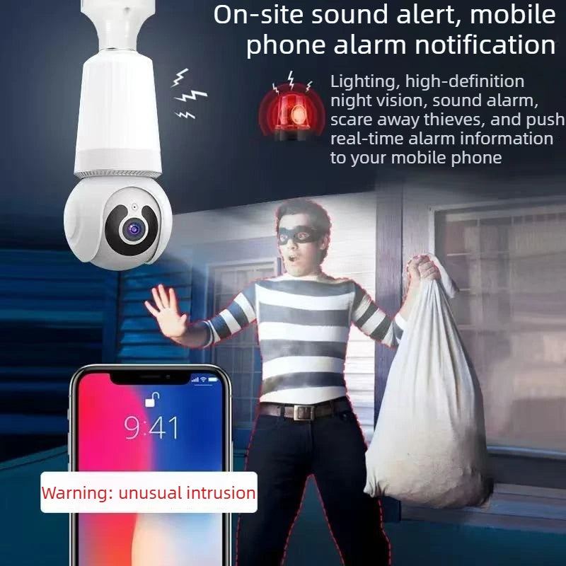 AI Lighting Bulb Security Camera, 3MP WiFi PTZ Indoor Camera, Voice Intercom Auto Tracking Night Vision