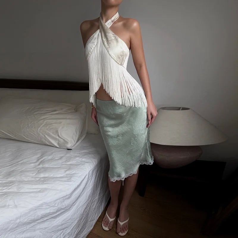 Solid Shorts Two Piece Set Halter Cowl Neck Sleeveless Backless Off Shoulder Top Ruffle Bottoms 2026 Summer Fashion Chic Outfits