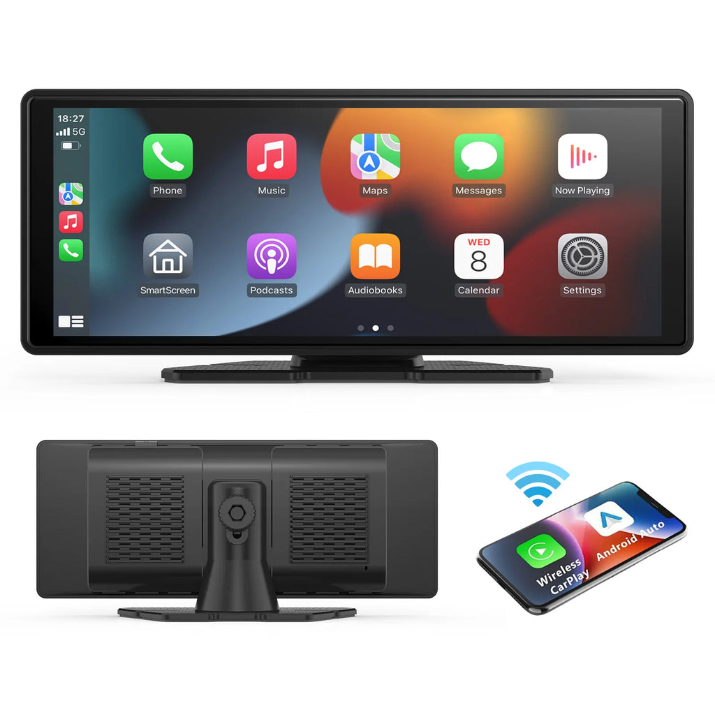 Portable Wireless CarPlay & Android Auto Touchscreen – Dashboard Car Stereo Display