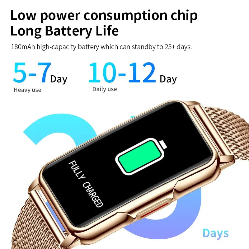 LIGE Women's Smart Watch with Steel Band, Bluetooth Calling, IP67 Water Resistant