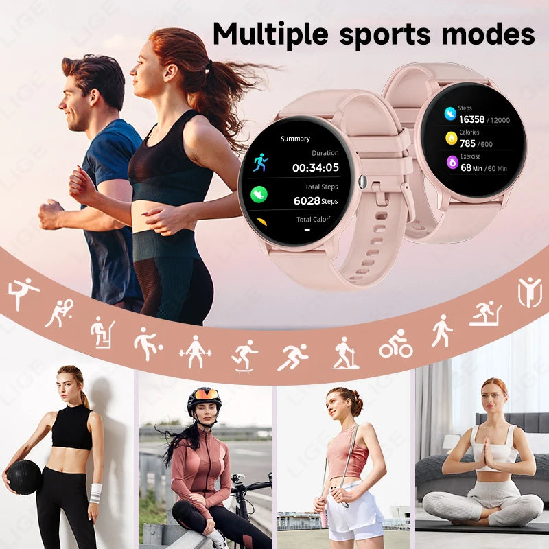 LIGE Unisex Smart Watch with Bluetooth Calling, 1.39" Display, Sports Modes