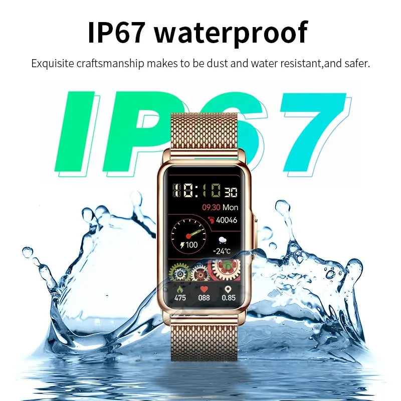 LIGE Women's Smart Watch with Steel Band, Bluetooth Calling, IP67 Water Resistant