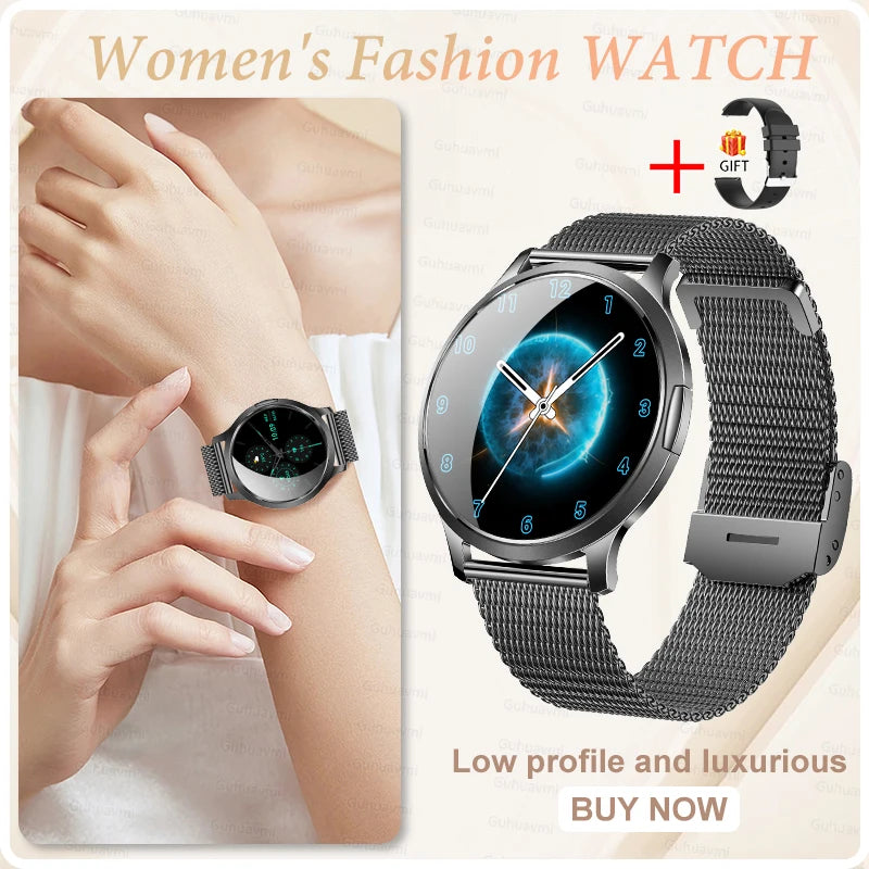 Women's 1.32" AMOLED Smart Watch with Bluetooth Calling, Elegant Steel Band