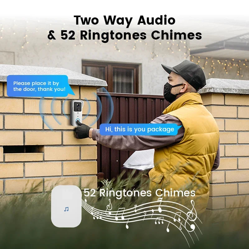 Video Doorbell 5G 2.4G WiFi 1080P Smart Outdoor Wireless Intercom Waterproof Wireless Camera Home Safety Doorbell Camera
