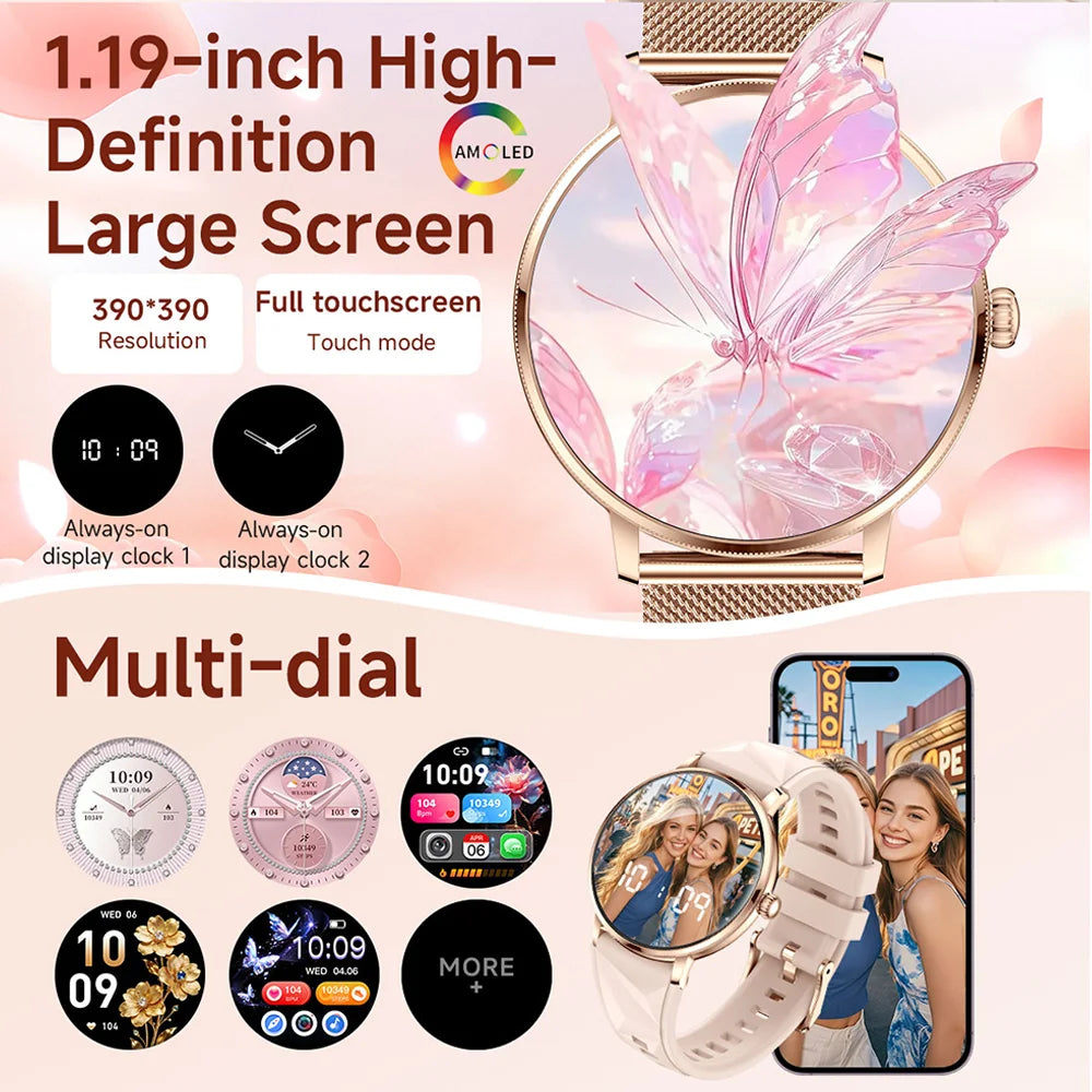 Military-Style Smart Watch, 1.19" AMOLED Display, Bluetooth Calling, Water Resistant