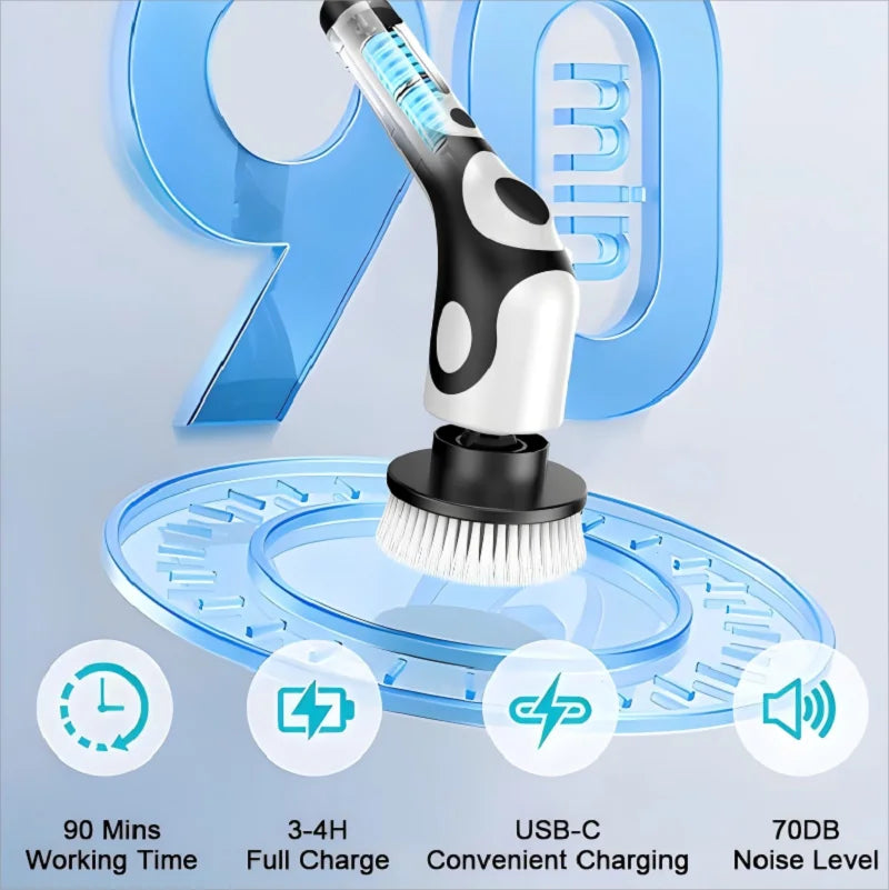 Electric Spin Scrubber – Rechargeable Rotary Cleaning Brush for Kitchen & Bathroom