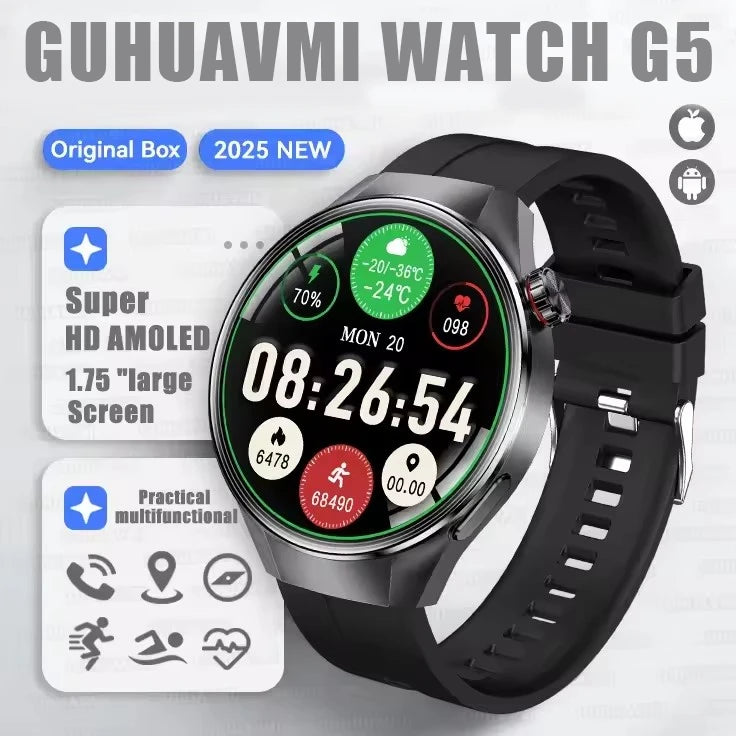 G5 Plus GPS Smart Watch for Men, 1.75" AMOLED, Compass, Bluetooth Calling, IP68