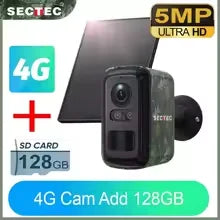 SECTEC 4G Solar Security Camera Outdoor 5MP Camouflage Wireless WiFi Battery Camera Color Night Vision PIR Human Detection IP66