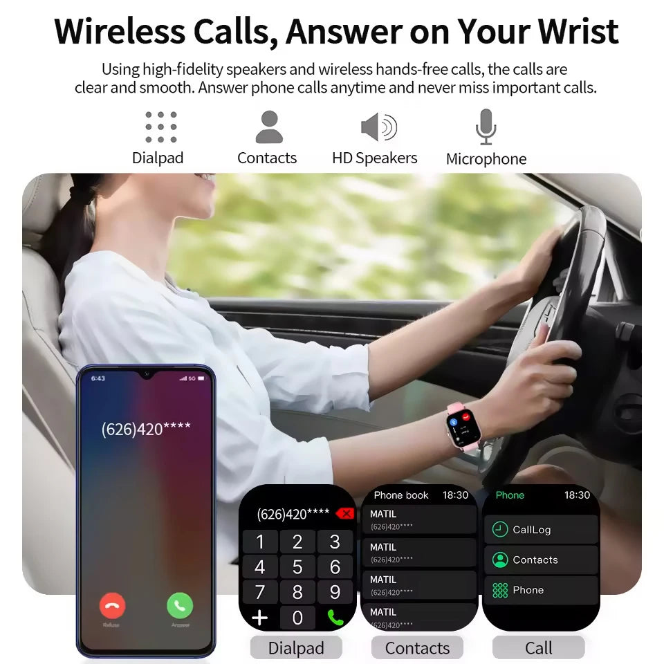 1.83" Smart Watch with Bluetooth Calling, Fitness Tracker & Sports Modes for iOS/Android
