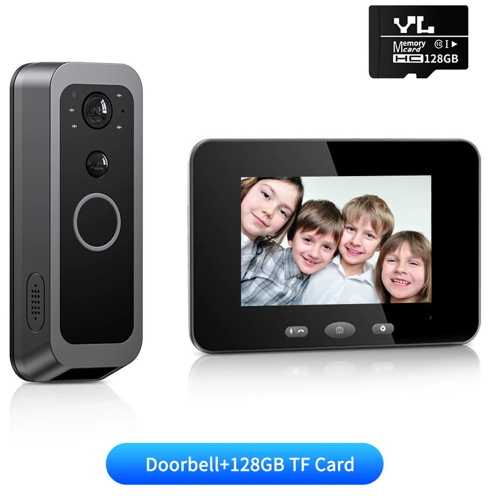 2 Way Audio Smart Wireless Doorbell Camera HD Night Vision Visual Intercom Doorbell Peephole Doorbell