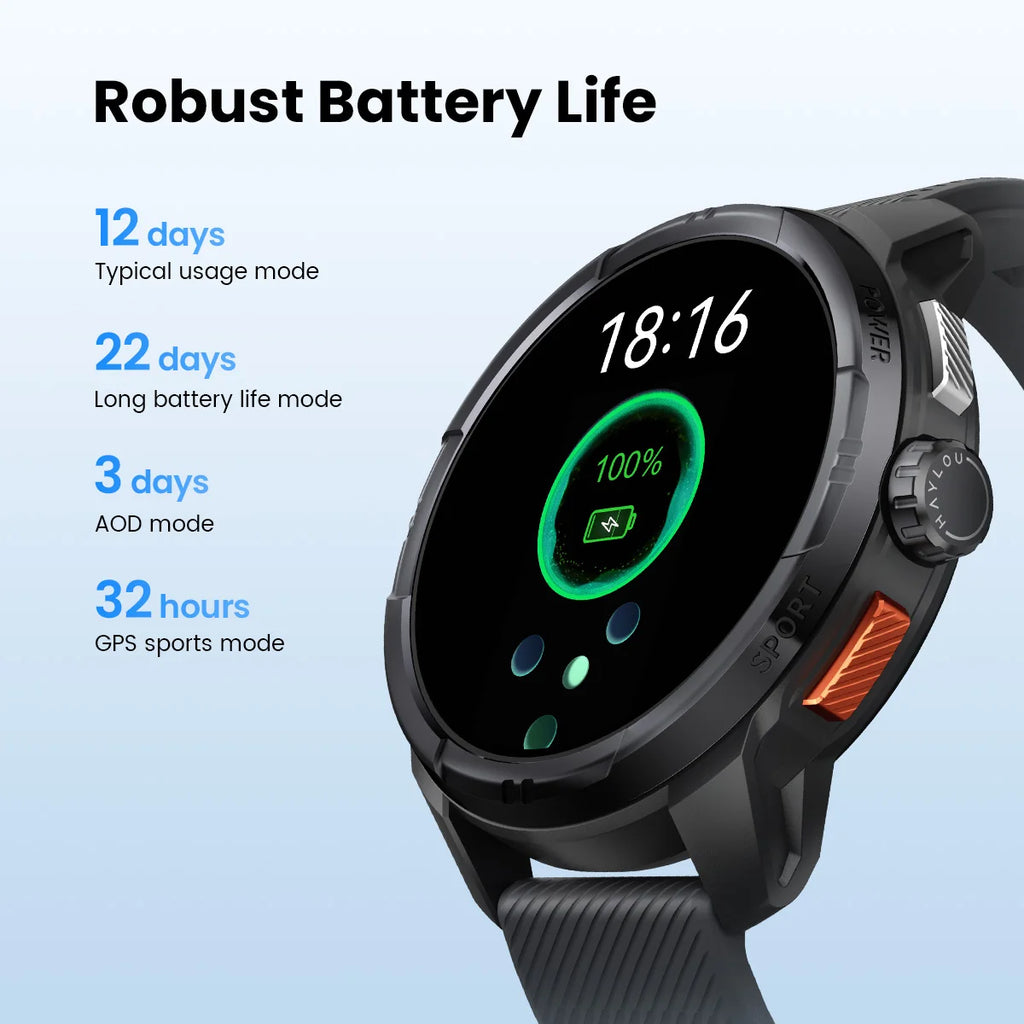 HAYLOU Solar Ultra GPS Smart Watch, 1.6" AMOLED, 5ATM Water Resistant, Bluetooth Calling