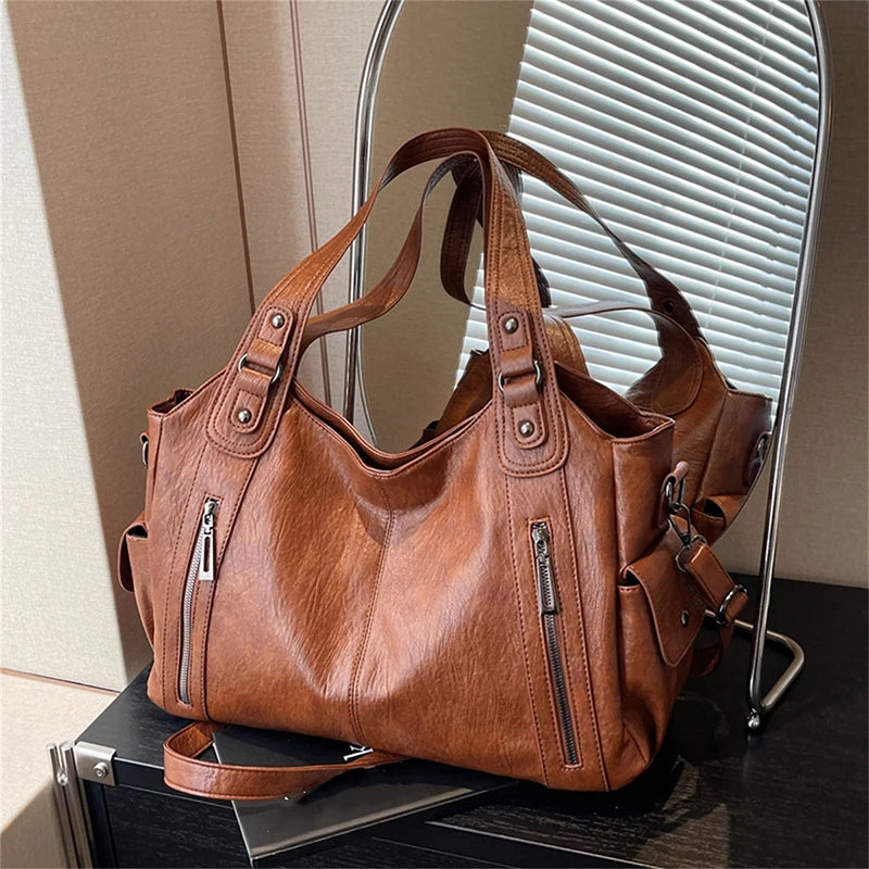 Soft PU Leather Crossbody Shoulder Bag – Multi-Compartment Women's Handbag
