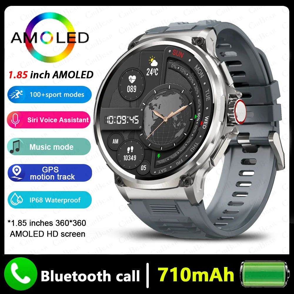 1.85" AMOLED Smart Watch with GPS Tracking, Bluetooth Calling & 710mAh Battery