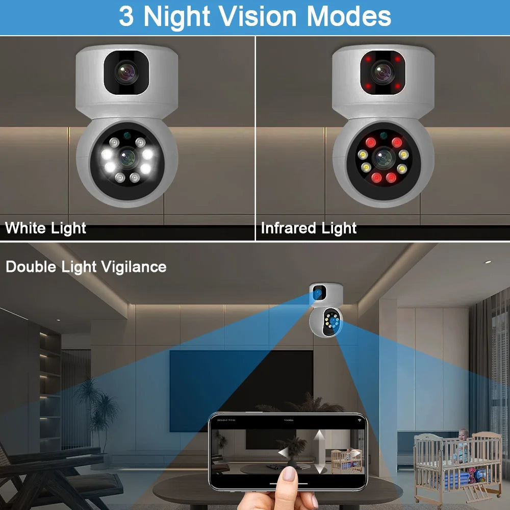 V380 Pro Dual Lens 8MP Wireless Camera WIFI Home Smart Protection Wireless CCTV Indoor Camera Two Way Audio