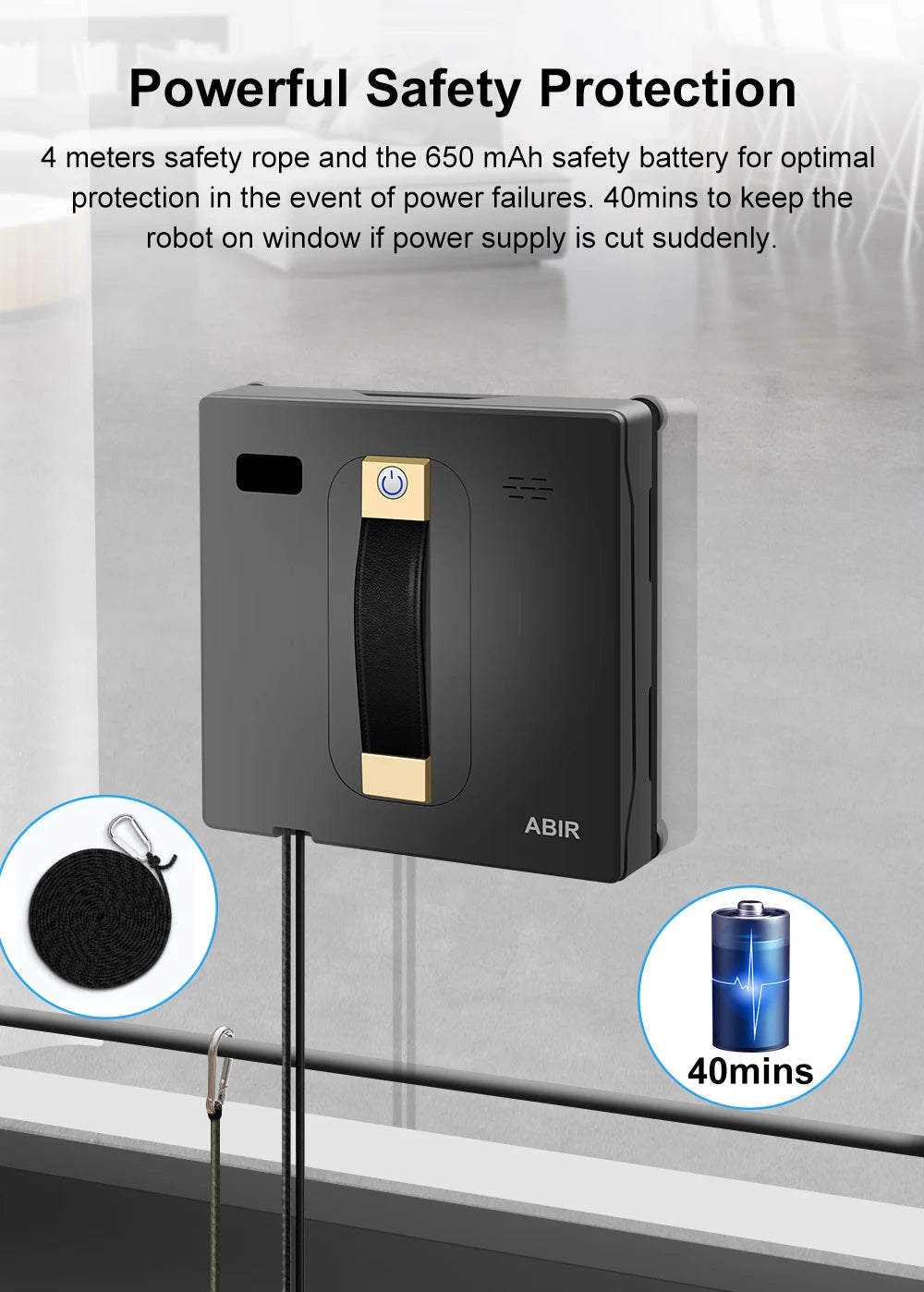 Window Cleaning Robot With Dual Water Spray, Automatic Window Cleaner Robot With Anti-Falling,