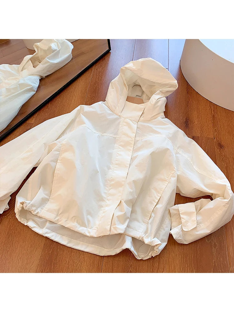 Women's Hooded Windbreaker Jacket – Lightweight Windproof Outdoor Sport Coat