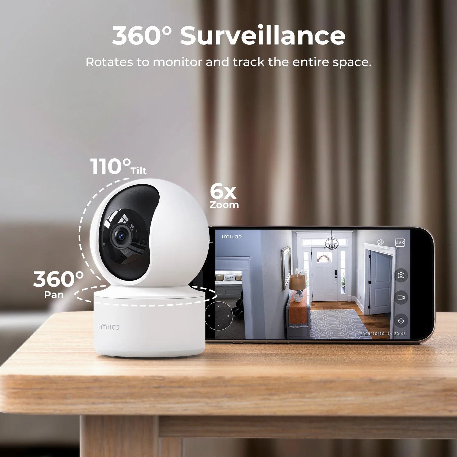 Original IMILAB Camera Plug-In Security Indoor Camera with Wi-Fi Human/Pet AI