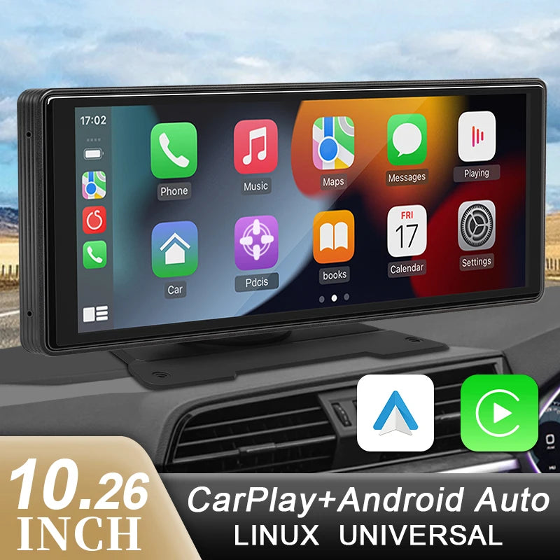 10.26" Wireless CarPlay & Android Auto Mirror Screen – Car Multimedia Player with Bluetooth
