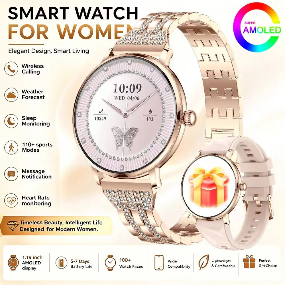 Military-Style Smart Watch, 1.19" AMOLED Display, Bluetooth Calling, Water Resistant
