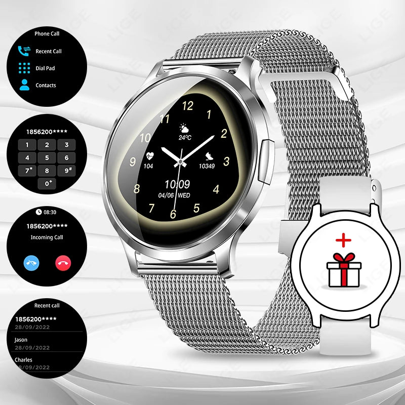 LIGE Women's 1.32" AMOLED Smart Watch, Slim Design, IP68 Water Resistant