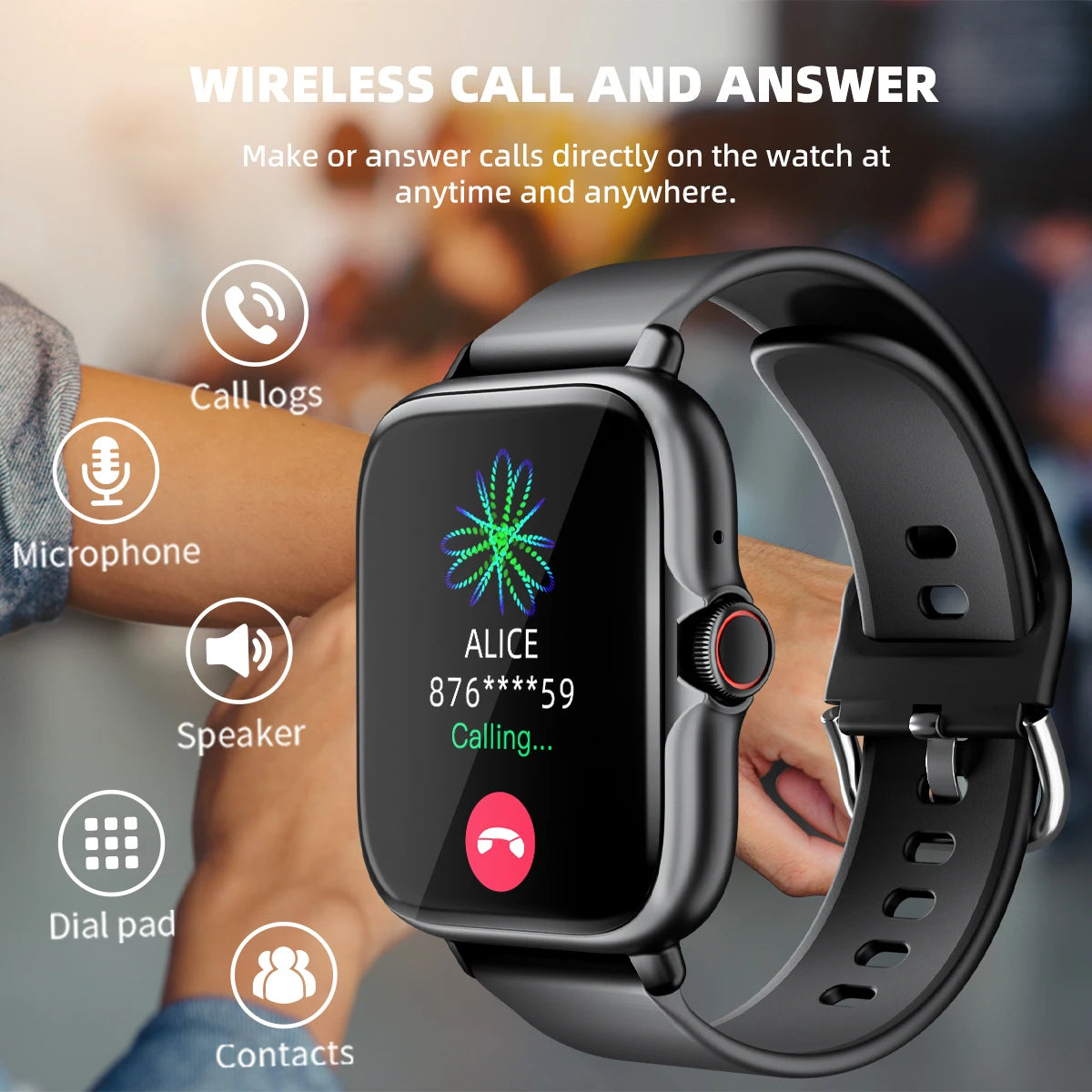 1.83" Waterproof Smart Watch with Call Answering, Sleep Tracking & Pedometer