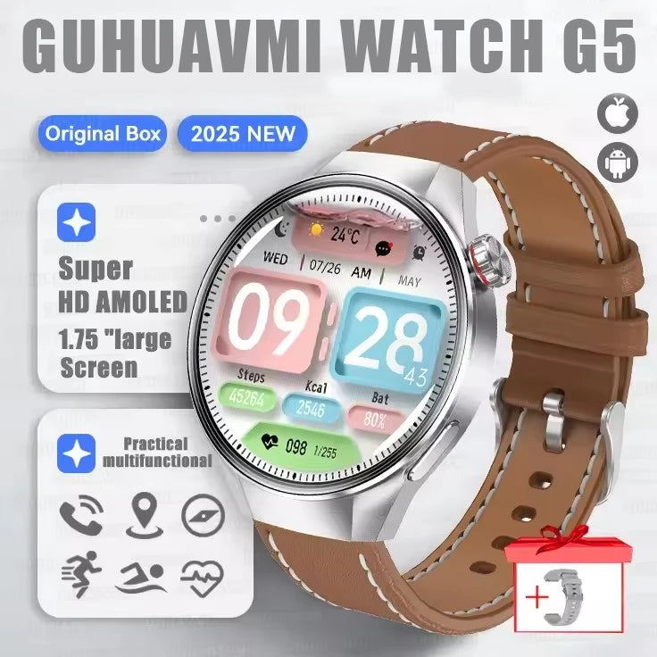 G5 Plus GPS Smart Watch for Men, 1.75" AMOLED, Compass, Bluetooth Calling, IP68