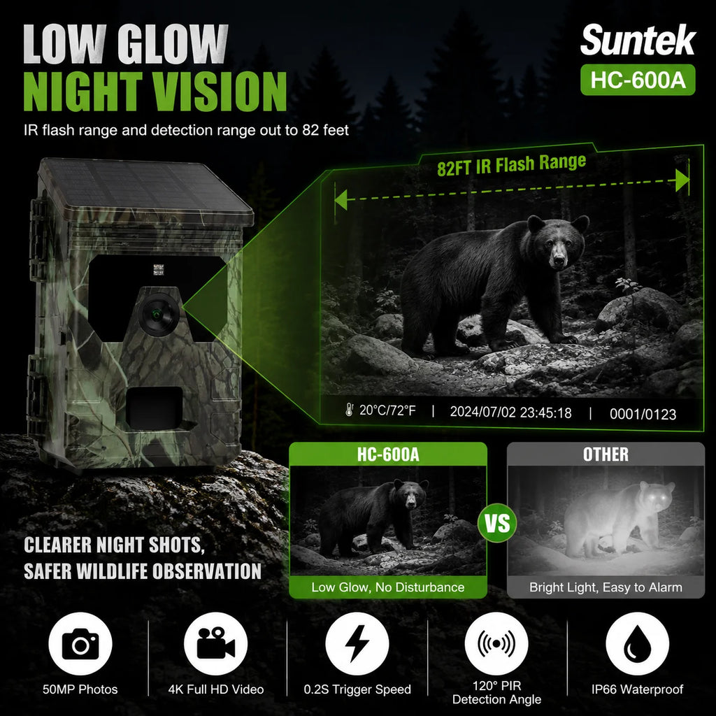 4K 50MP Solar Trail & Hunting Camera – Infrared Night Vision