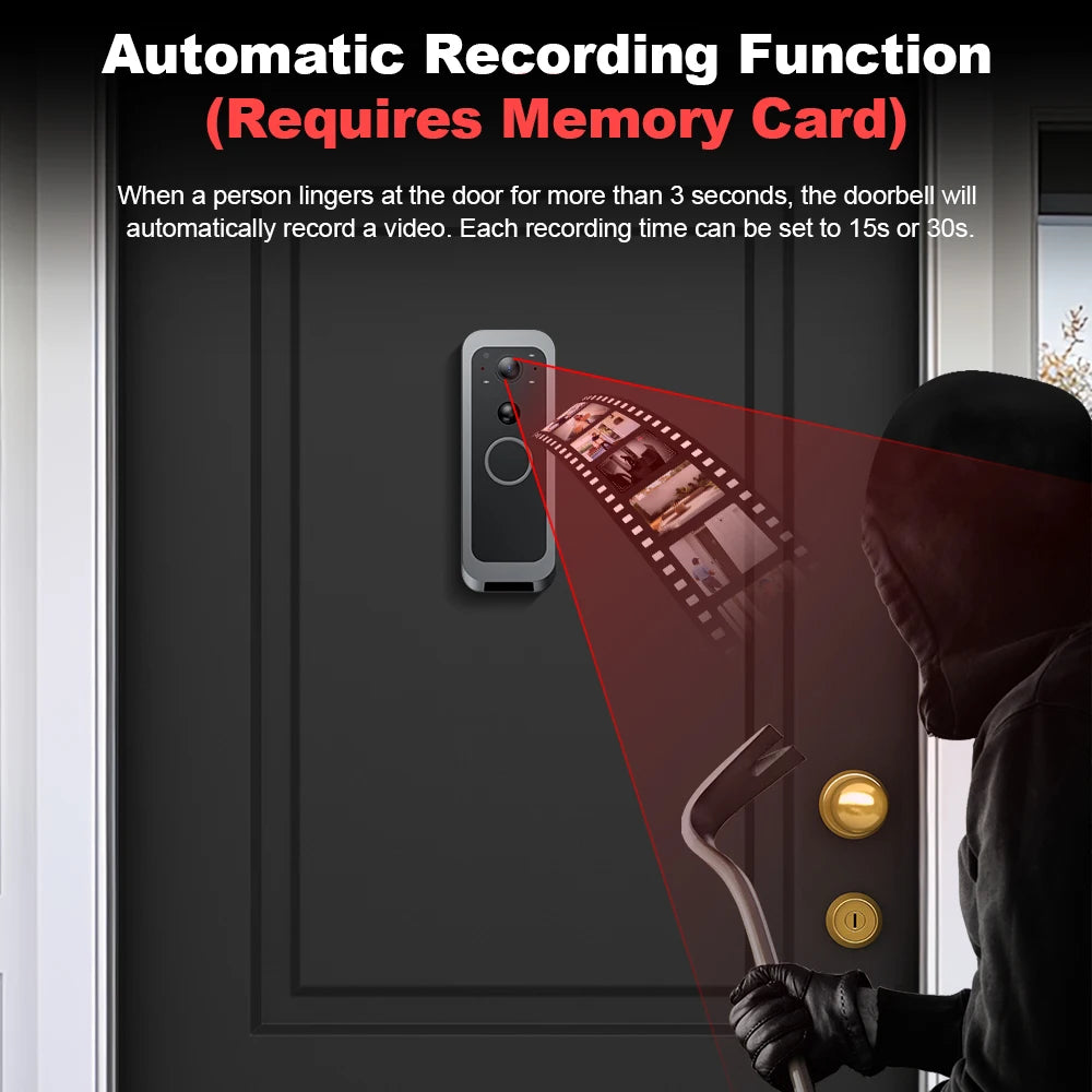 2 Way Audio Smart Wireless Doorbell Camera HD Night Vision Visual Intercom Doorbell Peephole Doorbell