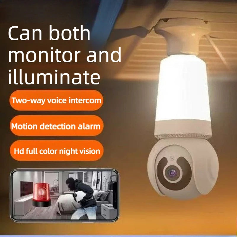 AI Lighting Bulb Security Camera, 3MP WiFi PTZ Indoor Camera, Voice Intercom Auto Tracking Night Vision