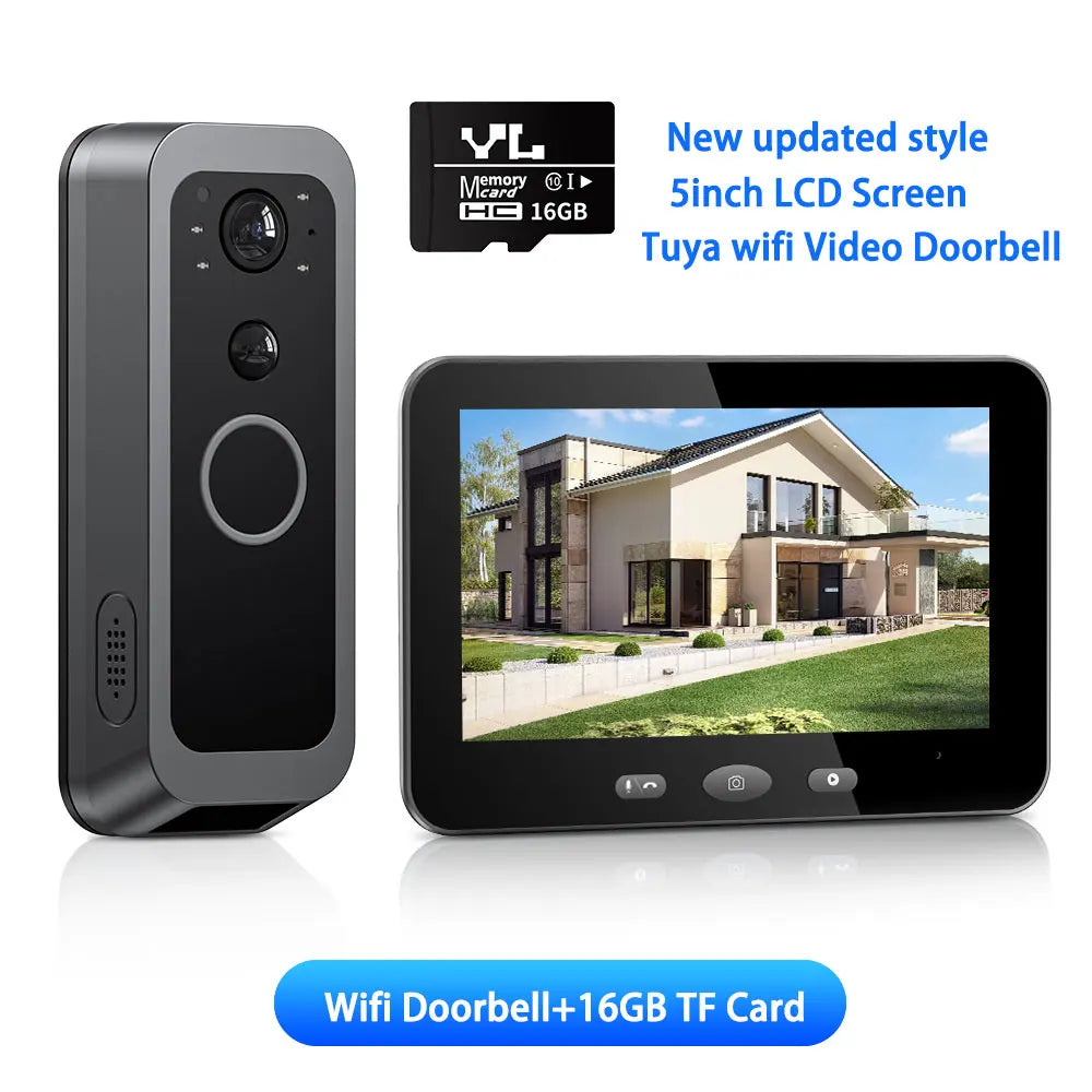 2 Way Audio Smart Wireless Doorbell Camera HD Night Vision Visual Intercom Doorbell Peephole Doorbell