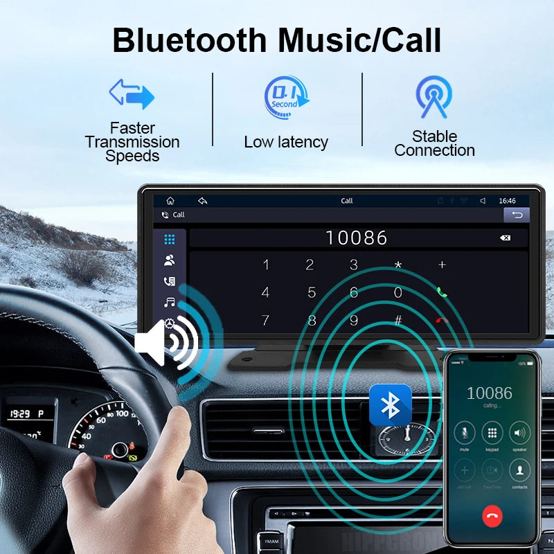 10.26" Wireless CarPlay & Android Auto Mirror Screen – Car Multimedia Player with Bluetooth