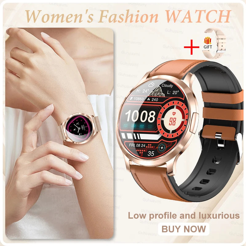 Women's AMOLED Smart Watch with Custom Watch Faces, Bluetooth Calling, Water Resistant