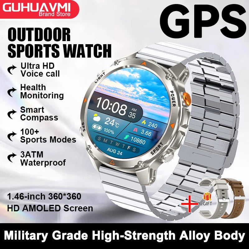 GPS Navigation Smart Watch with AMOLED Screen, Compass, NFC & Bluetooth Calling