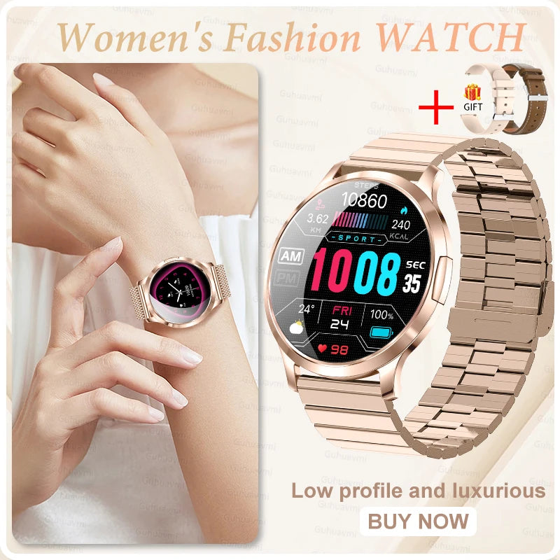 Women's AMOLED Smart Watch with Custom Watch Faces, Bluetooth Calling, Water Resistant