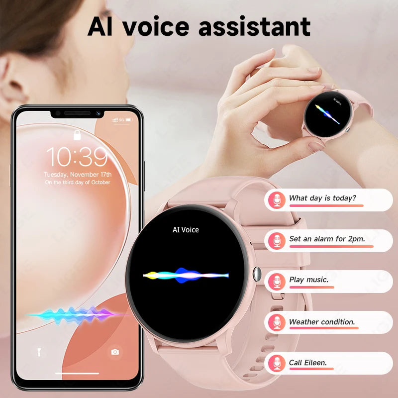 LIGE Unisex Smart Watch with Bluetooth Calling, 1.39" Display, Sports Modes