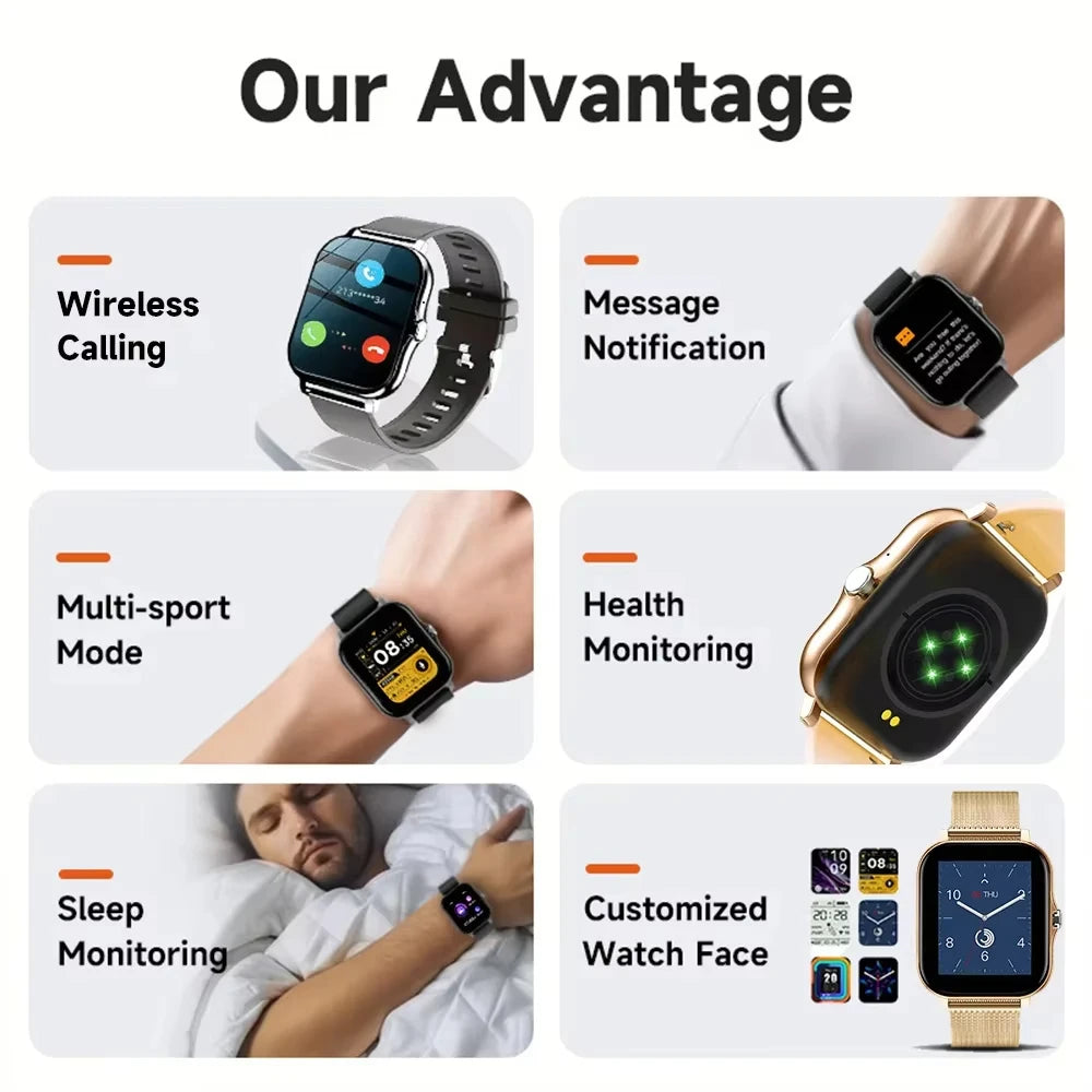 LAXASFIT Full Touch Screen Smart Watch with Bluetooth Calling & Sports Modes