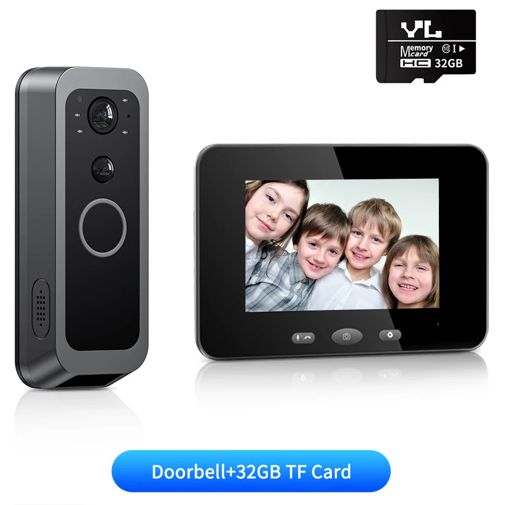 2 Way Audio Smart Wireless Doorbell Camera HD Night Vision Visual Intercom Doorbell Peephole Doorbell