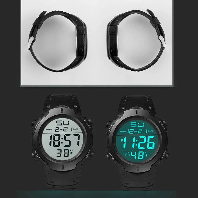Men's Sport LED Digital Watch with Backlight, Chronograph & Alarm, Shock Resistant