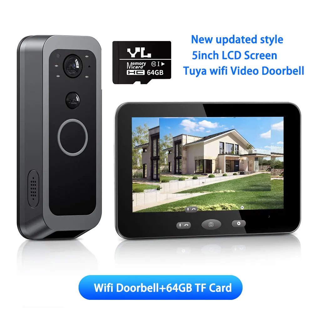 2 Way Audio Smart Wireless Doorbell Camera HD Night Vision Visual Intercom Doorbell Peephole Doorbell