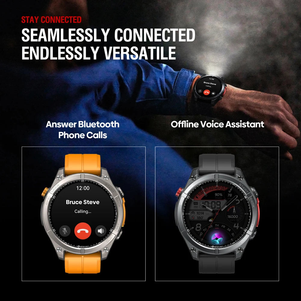 Zeblaze Stratos 4 GPS Smart Watch, 1.43" AMOLED, Compass, Altimeter, Flashlight