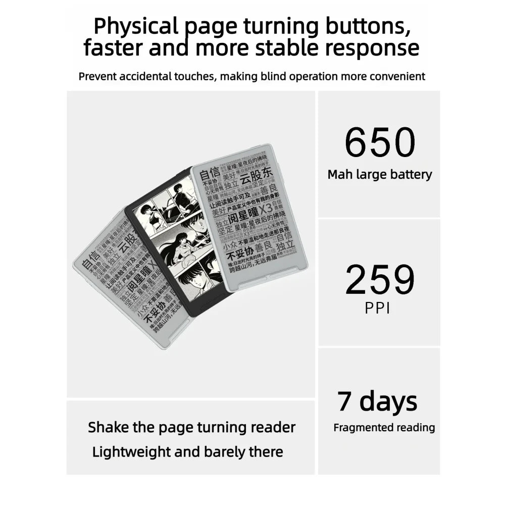 E-Ink eBook Reader – Eye-Friendly Paper-Like Display, Portable