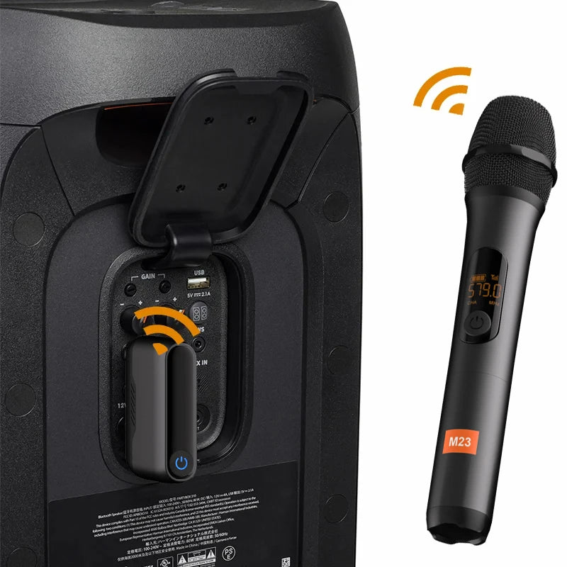 UHF Dual Wireless Microphone System – Karaoke Mics with Rechargeable Receiver