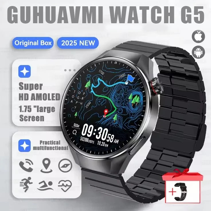 G5 Plus GPS Smart Watch for Men, 1.75" AMOLED, Compass, Bluetooth Calling, IP68