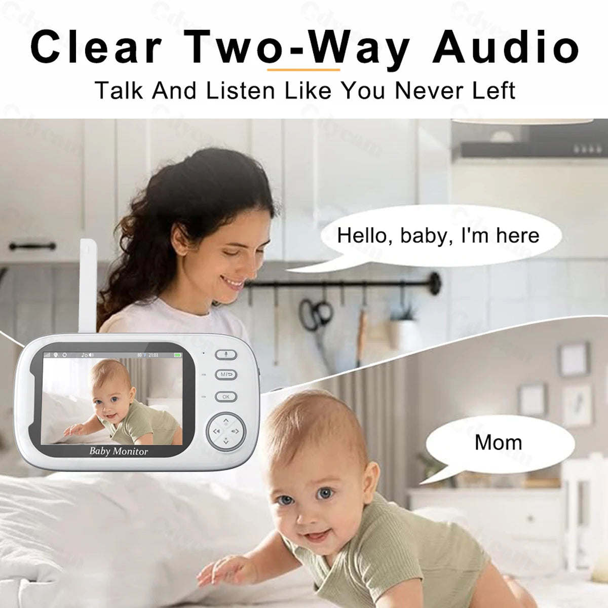 3.5" Wireless Video Baby Monitor – Night Vision & Two-Way Talk