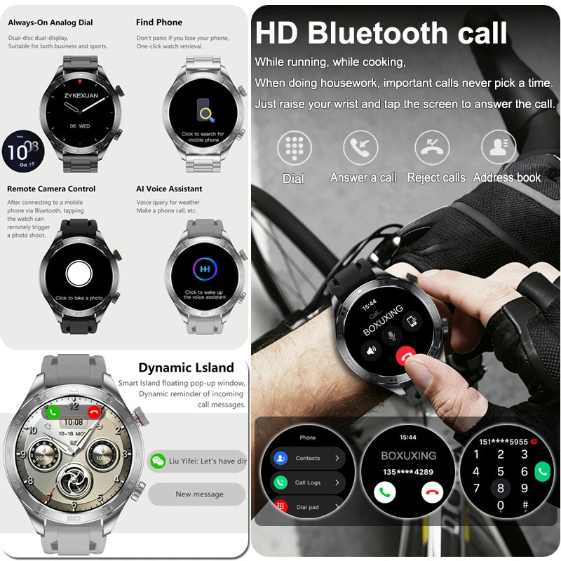Outdoor GPS Smart Watch with AMOLED Screen, Compass, Bluetooth Calling, IP68 Waterproof