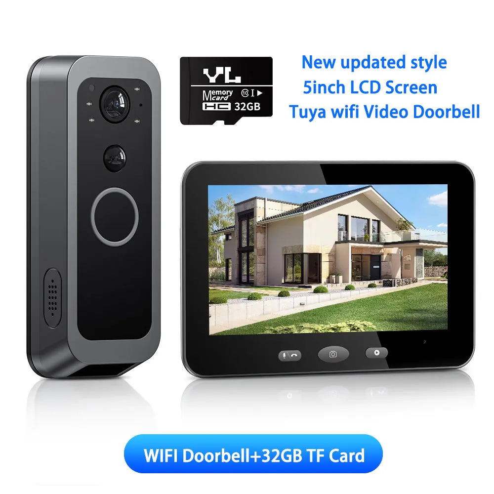 2 Way Audio Smart Wireless Doorbell Camera HD Night Vision Visual Intercom Doorbell Peephole Doorbell