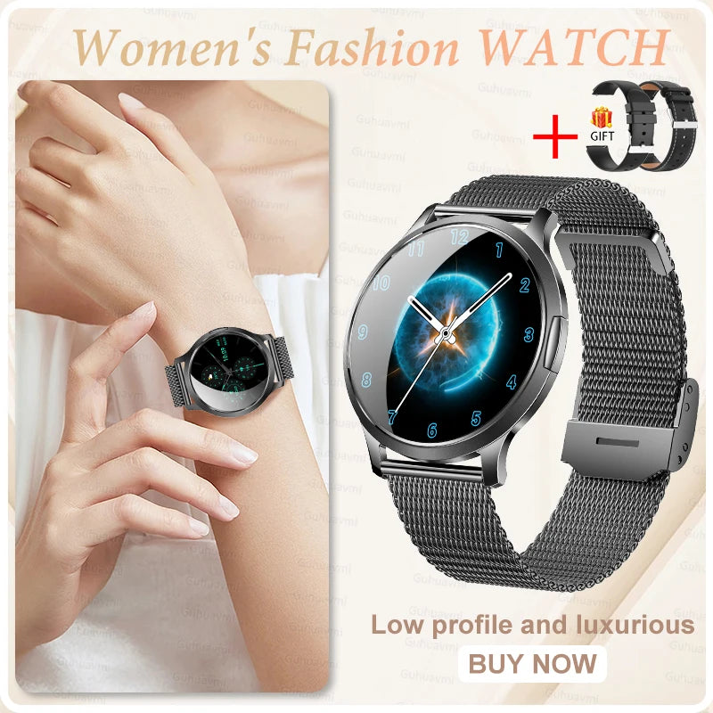 Women's 1.32" AMOLED Smart Watch with Bluetooth Calling, Elegant Steel Band