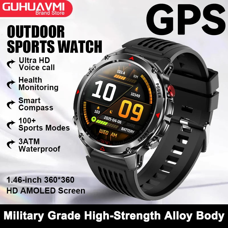 GPS Navigation Smart Watch with AMOLED Screen, Compass, NFC & Bluetooth Calling